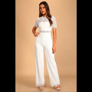 Lulus Remarkable white lace jumpsuit